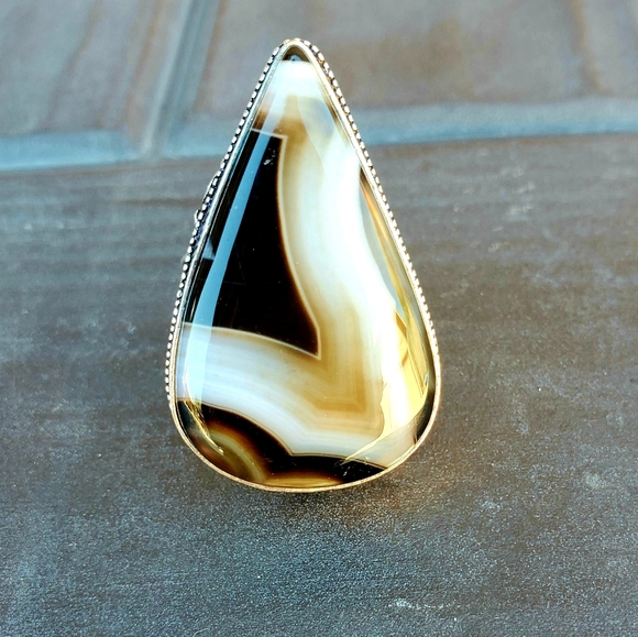 New Huge Botswana Agate 925 Silver Ring. - Picture 8 of 16